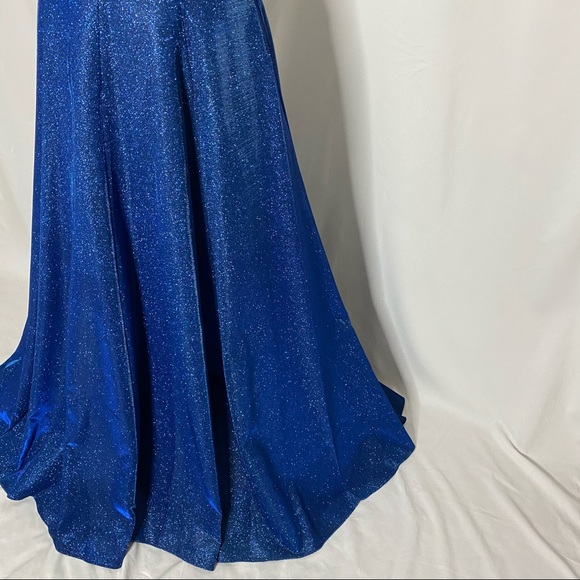 Tarik Ediz Blue Shimmer Formal Gown - Picture 3 of 14